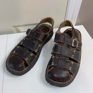 Earth Shoe Mens Man Made Leather Sandals Size 12 Brown 252961